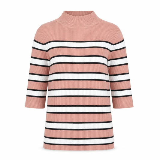 The Slope Women's Pink Striped Mock Neck Knit Top Size L