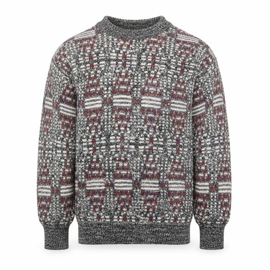 Cambio Italia Men's Grey Geometric Wool Acrylic Knit Jumper M
