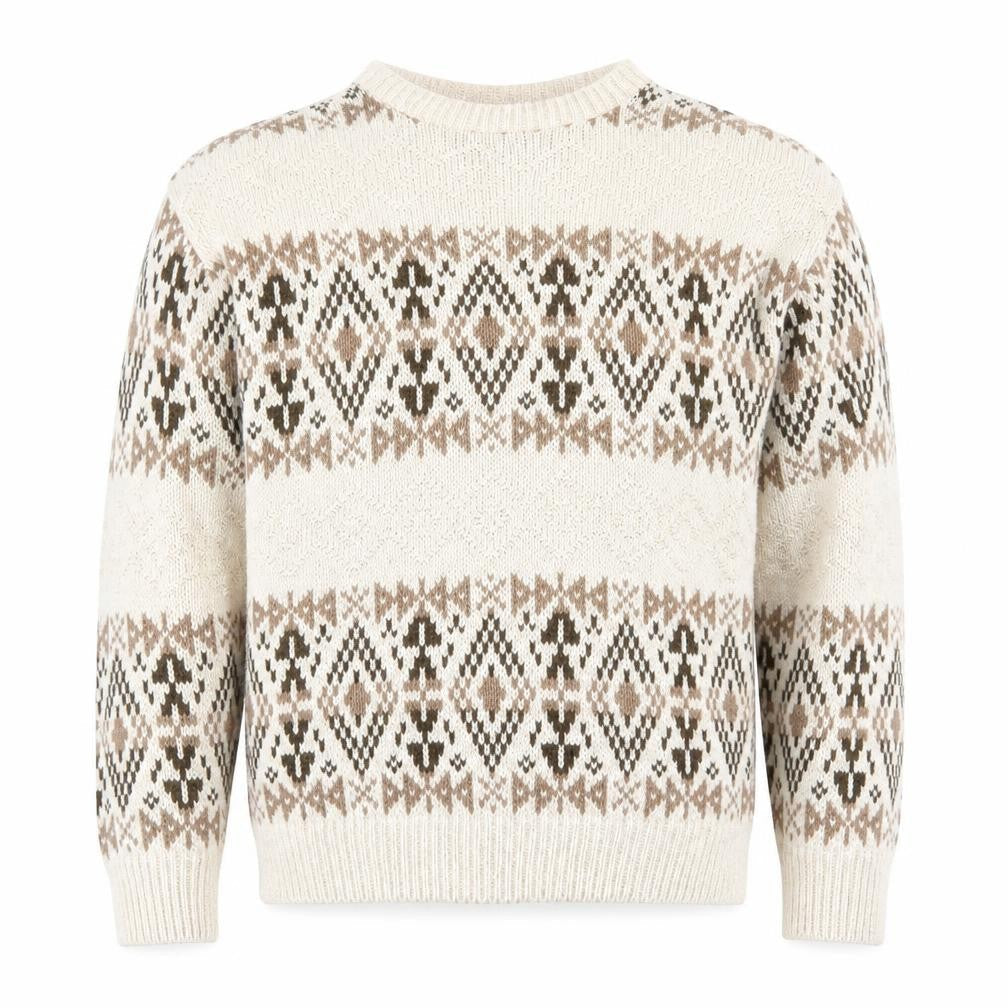 Van Heusen Mens Beige Geometric Knit Cotton Jumper L