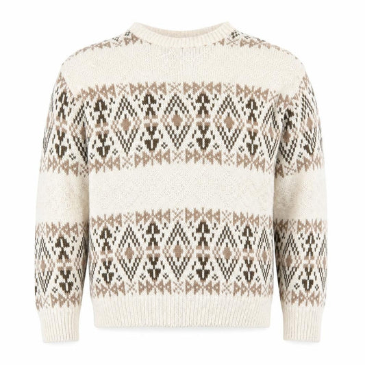 Van Heusen Mens Beige Geometric Knit Cotton Jumper L