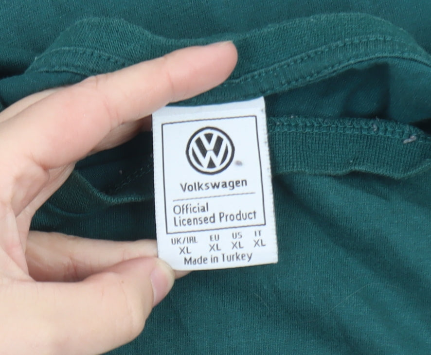 Volkswagen Men's Green XL Retro Camper Graphic T-Shirt