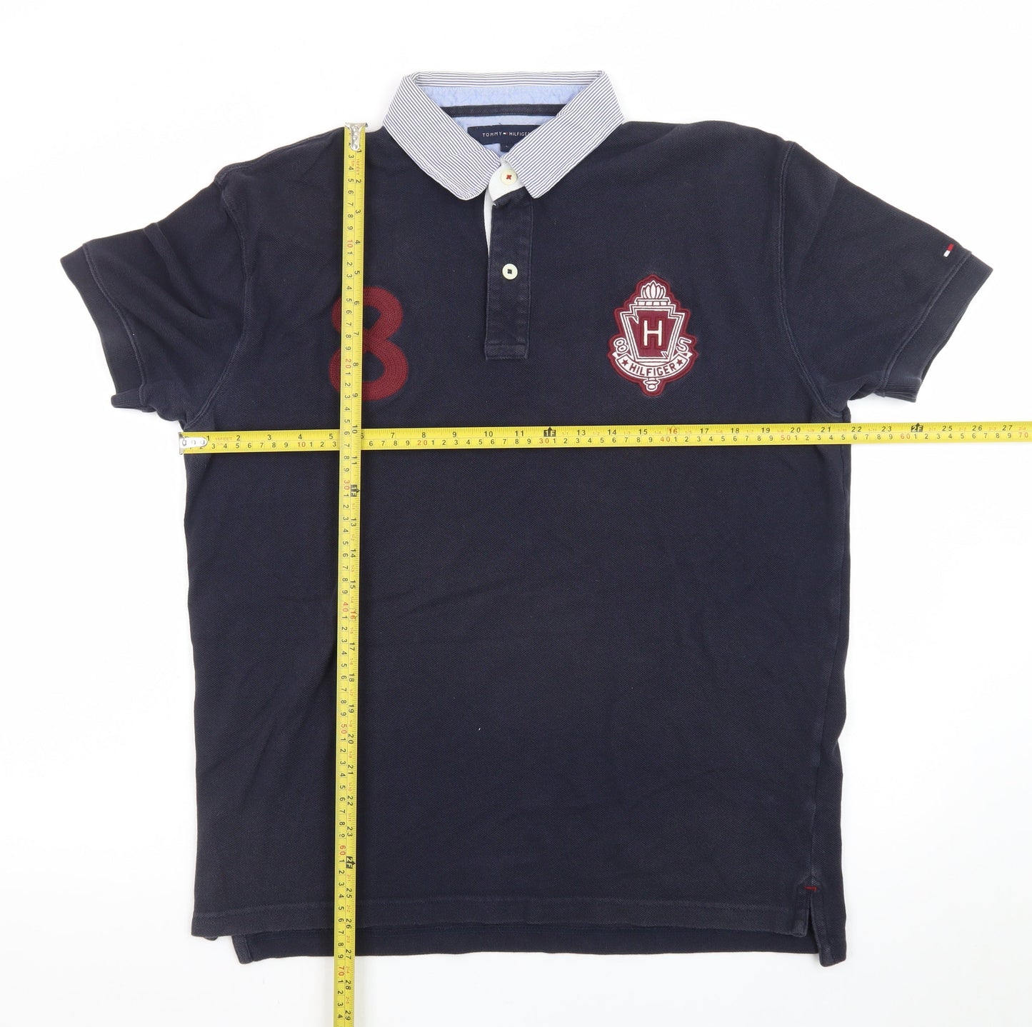Tommy Hilfiger Men's Blue L Polo Shirt Embroidered Logo Preppy Style