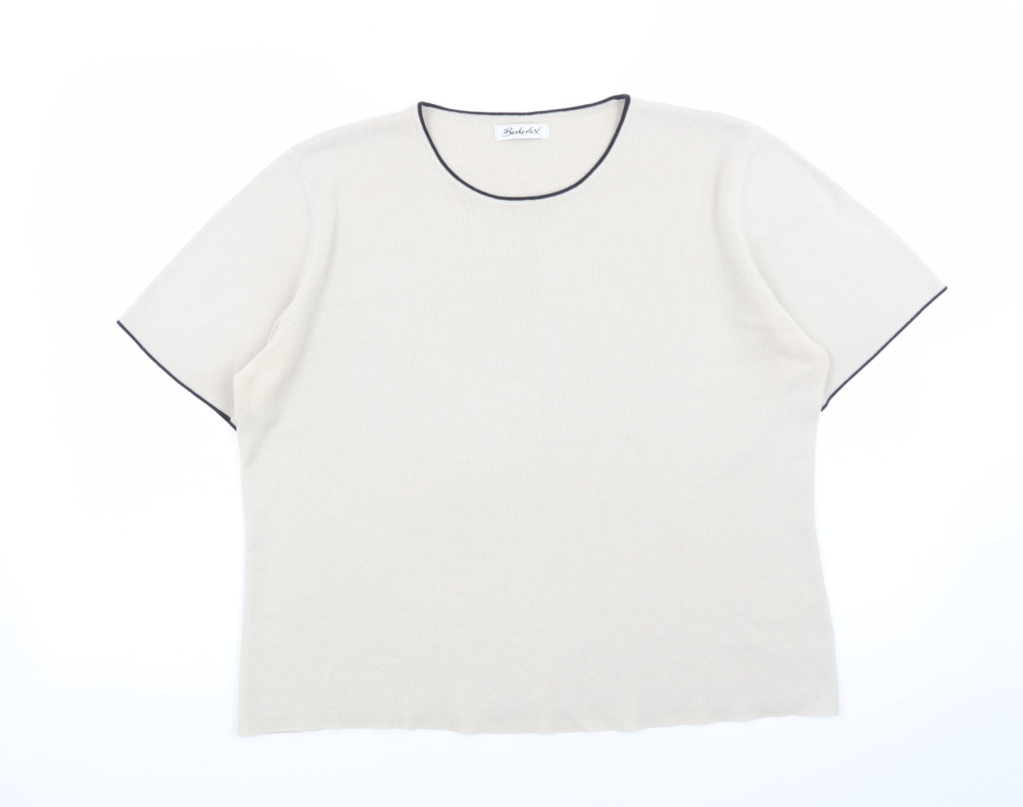 Berkertex Women Beige Short Sleeve Knit Jumper Size 14/16