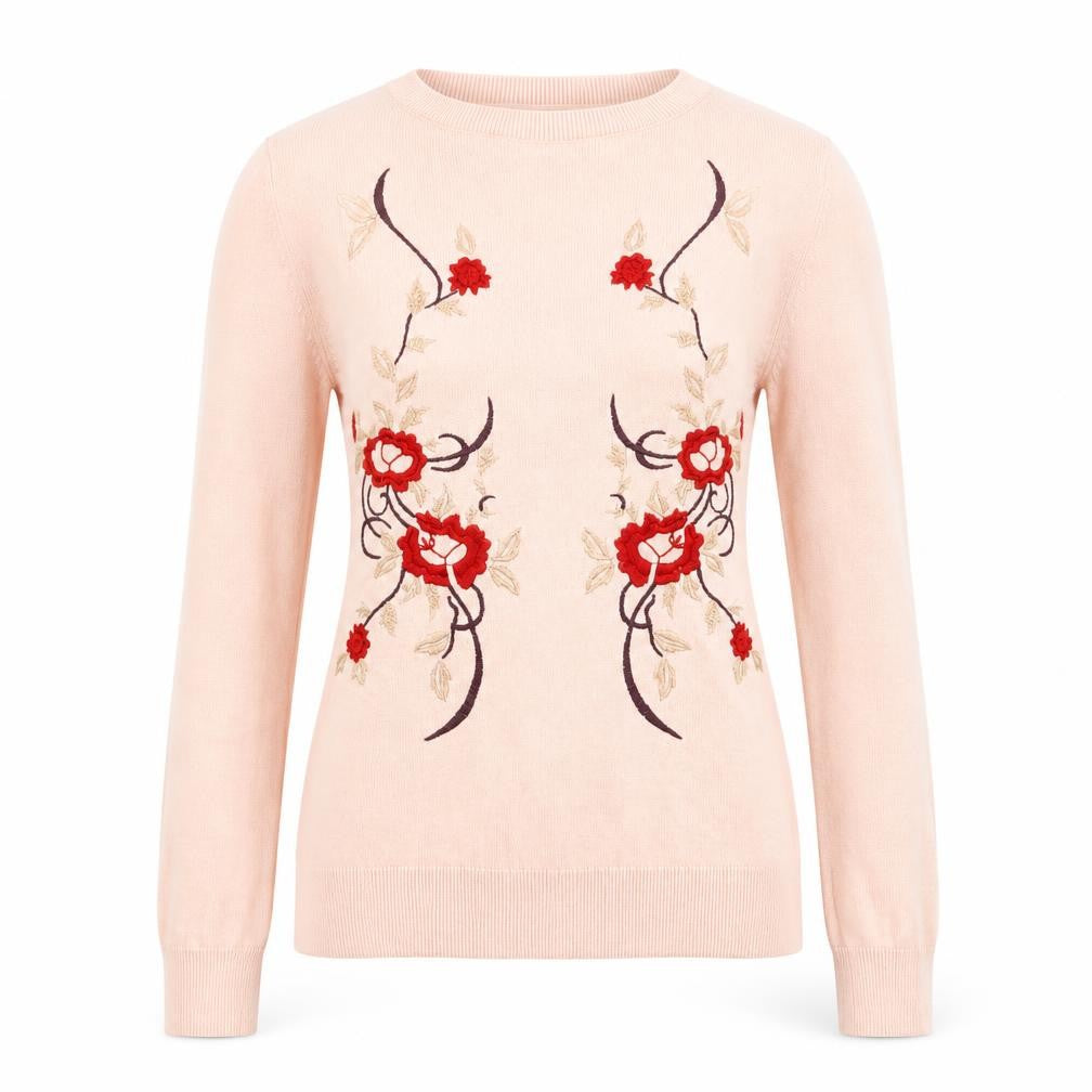 Marks & Spencer Women Pink Embroidered Cotton Jumper Size 6