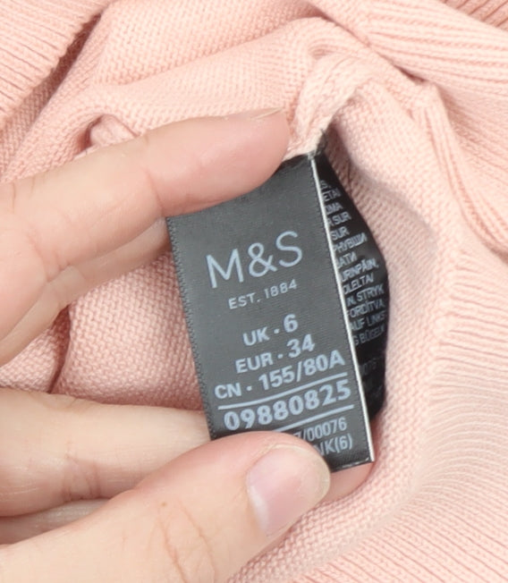 Marks and Spencer Women Pink Embroidered Cotton Jumper Size 6