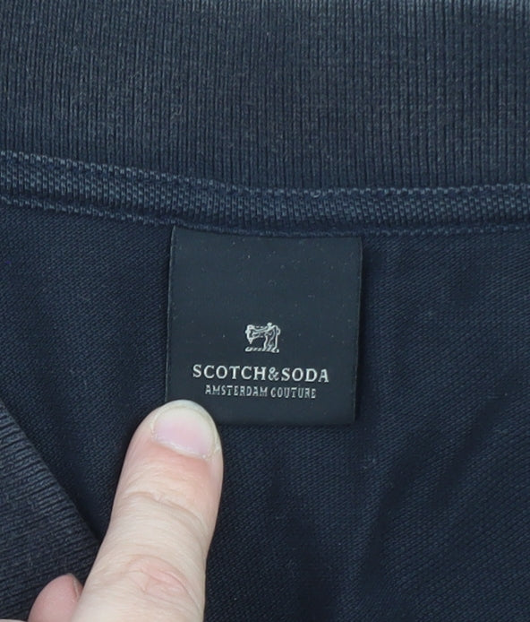 Scotch & Soda Men's Black XL Cotton Short Sleeve Polo Shirt