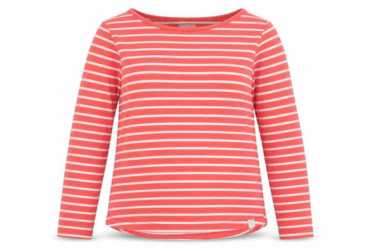 FatFace Women Pink Striped Long Sleeve Cotton Breton T-Shirt UK 12
