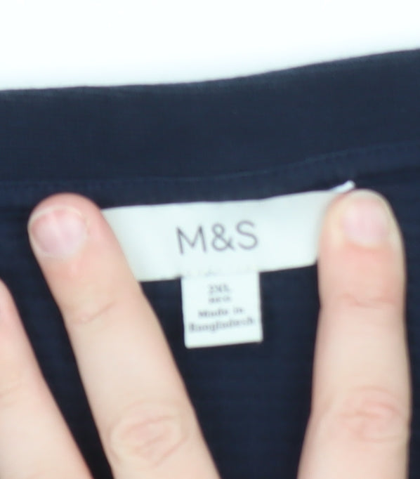 Marks and Spencer Men’s Navy Blue 2XL Regular Fit Crew Neck Cotton T-Shirt