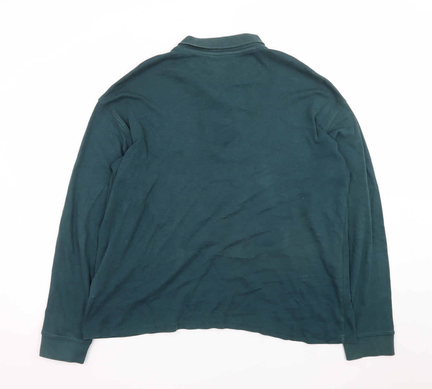 James Pringle Men's Green Long Sleeve Cotton Polo Shirt XL