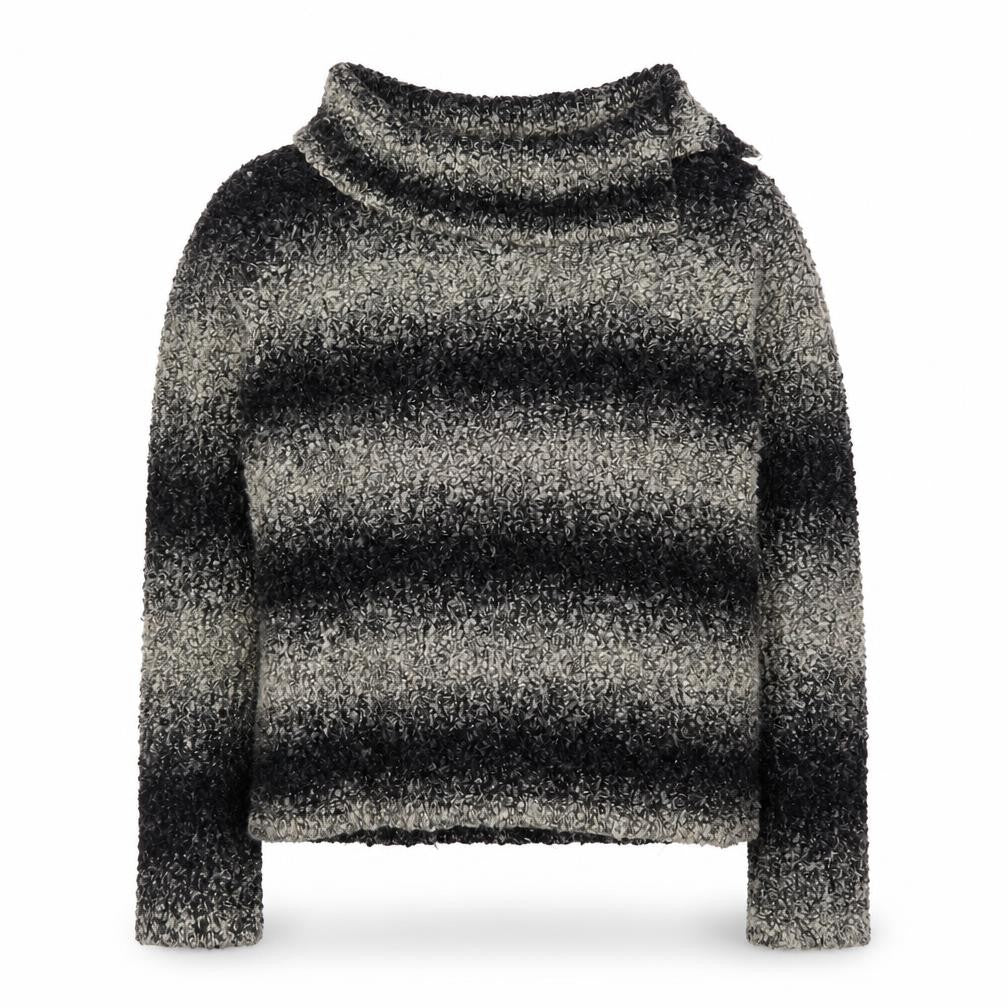 Precis Petite Women's Grey Striped Chunky Knit Wool Blend Jumper Size S