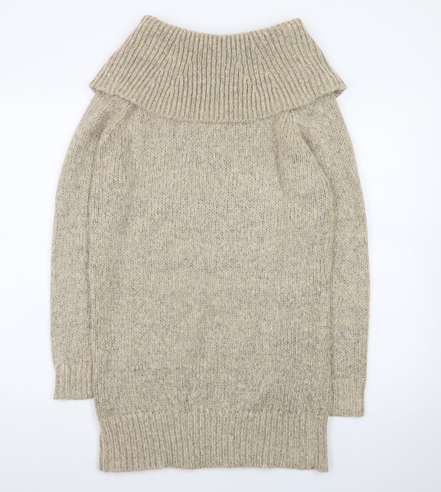 New Look Womens Beige Knit Roll Neck Jumper Dress M
