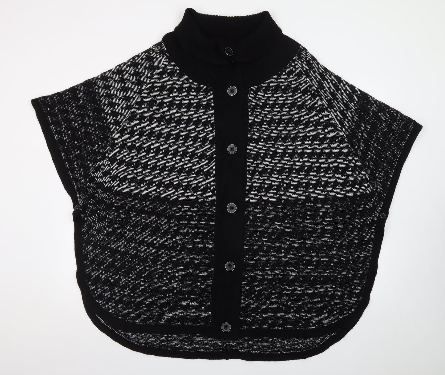 Virtuelle Women's Black Roll Neck Button Cape Jumper Size XL