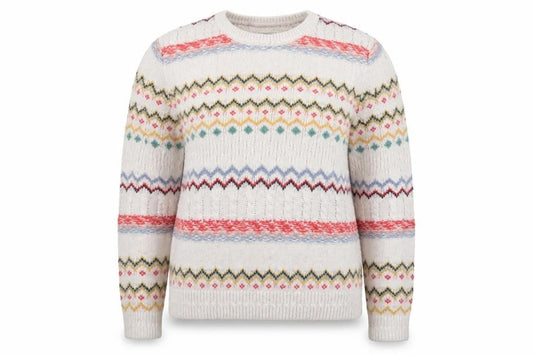 FatFace Women's Beige Fair Isle Knit Jumper Size 14