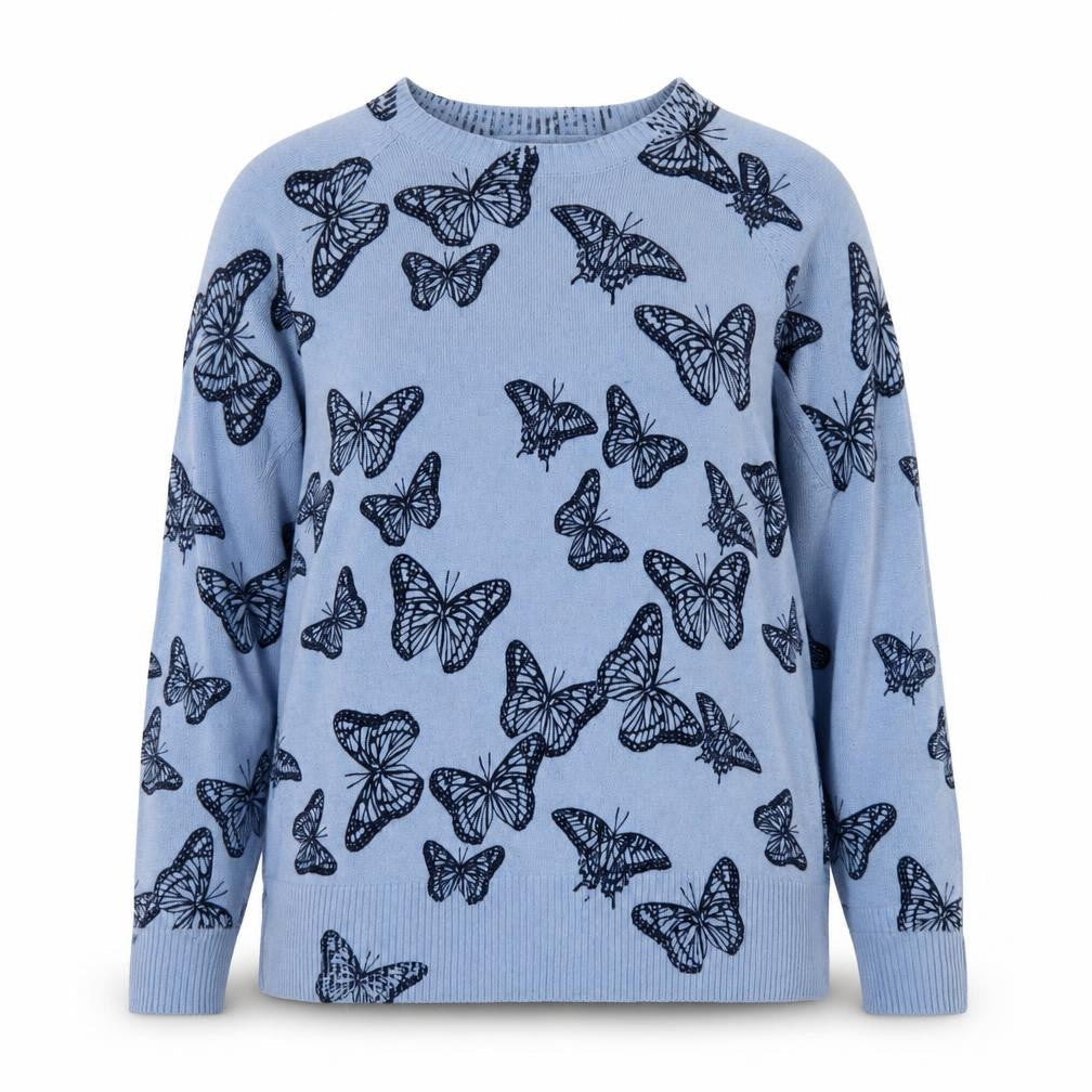 Papaya Women’s Blue Butterfly Print Pullover Jumper Size 18
