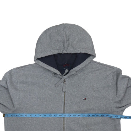Tommy Hilfiger Mens Grey Full Zip Hoodie XL Classic Jersey Sweatshirt