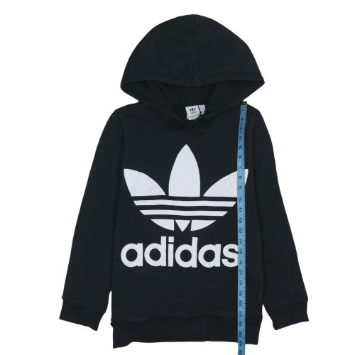 Adidas Womens Black Small Trefoil Pullover Hoodie Sweatshirt