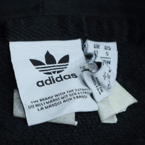Adidas Womens Black Small Trefoil Pullover Hoodie Sweatshirt