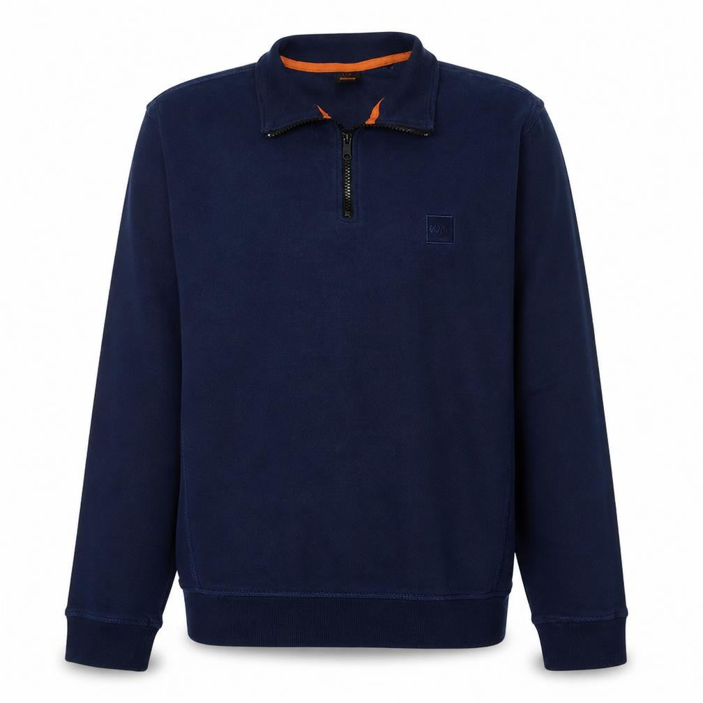 BOSS Mens Blue L 1/4 Zip High Neck Logo Sweatshirt