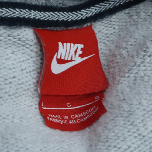 Nike Women’s Grey Pullover Hoodie Large Cotton Blend Logo Sweatshirt