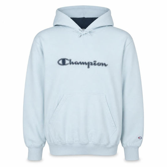 Champion Men's White Pullover Hoodie L Logo Fleece Sweatshirt