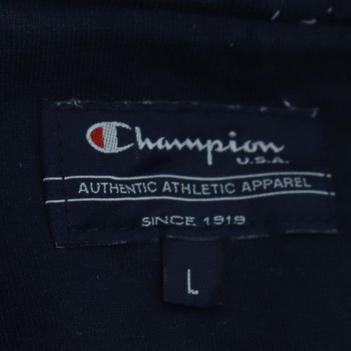 Champion Men's White Pullover Hoodie L Logo Fleece Sweatshirt