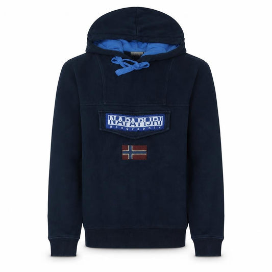 Napapijri Men’s Blue Logo Pullover Hoodie Size M