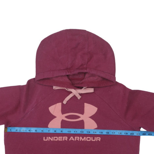 Under Armour Girls Purple Pullover Hoodie Small Fleece Logo Sweatshirt