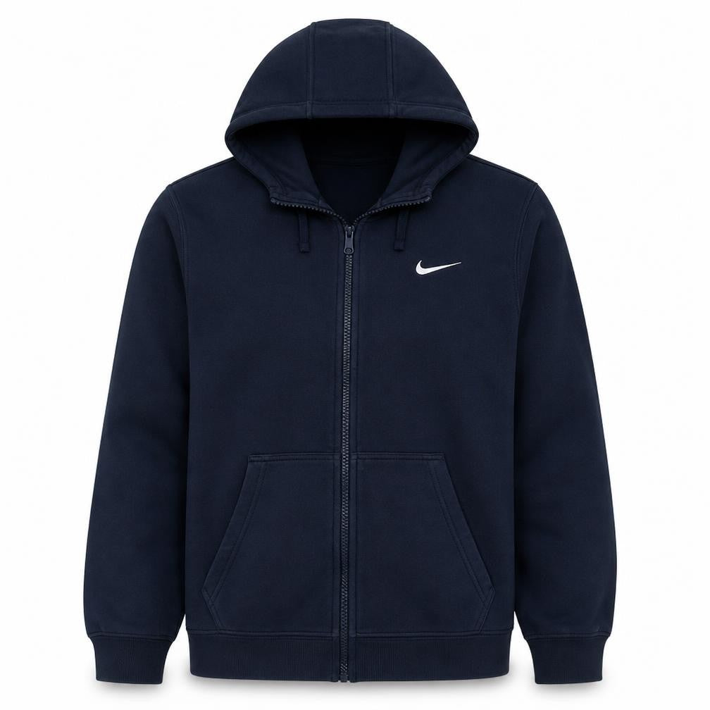 Nike Men's Navy Blue Full Zip Hoodie M Fleece Cotton Blend