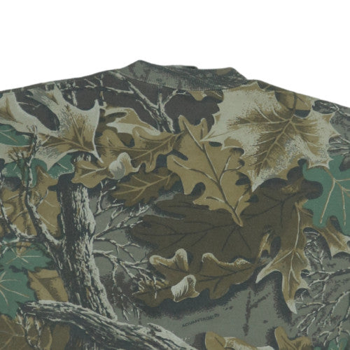 Jerzees Mens Green Camouflage Pullover Sweatshirt L Outdoor Fleece