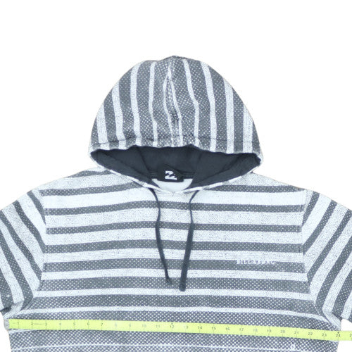 Billabong Men’s Grey Striped Pullover Hoodie Size L Fleece