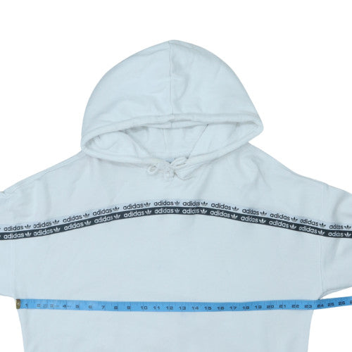 Adidas Women's White Hooded Pullover Sweatshirt UK 12 with Logo Trim