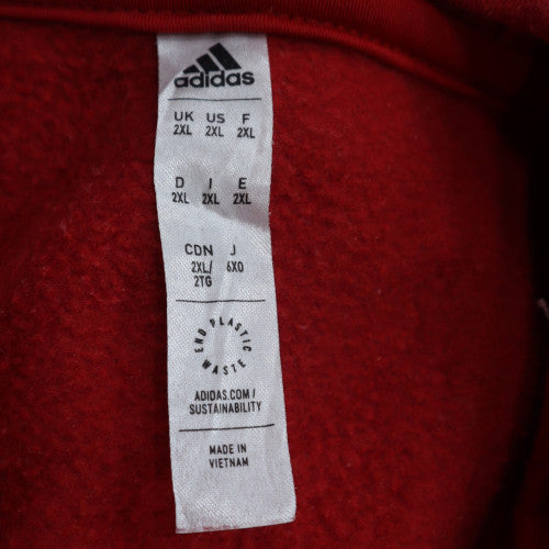 Adidas Men's Red 2XL Pullover Hoodie with Logo and Pocket