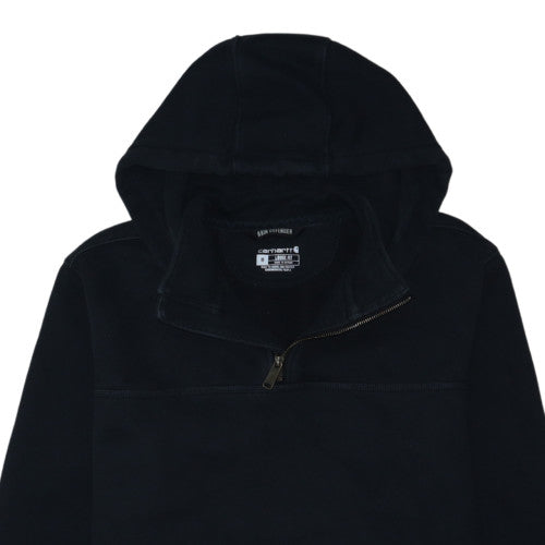 Carhartt Men Black M Loose Fit 1/2 Zip Hooded Sweatshirt Rain Defender