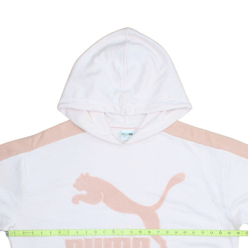 Puma Womens White & Pink Hooded Pullover Sweatshirt Size 14