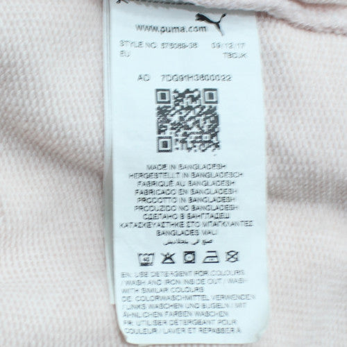Puma Womens White & Pink Hooded Pullover Sweatshirt Size 14