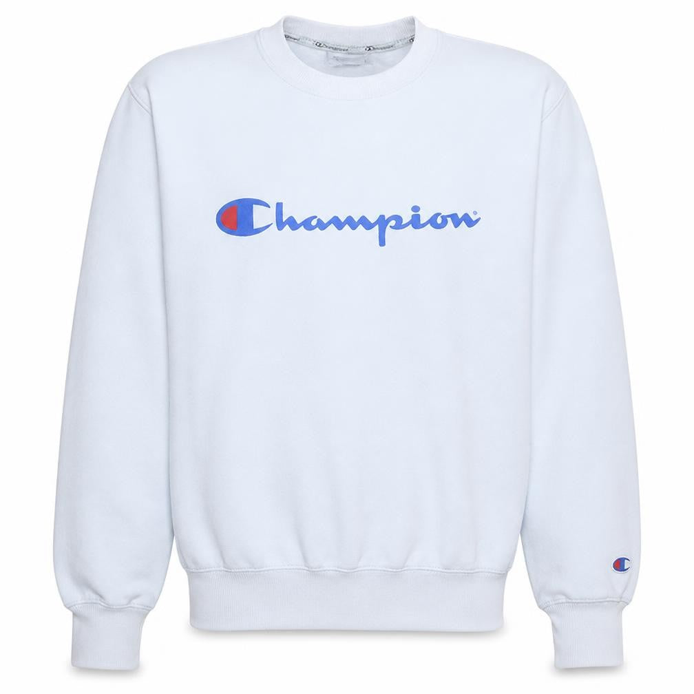 Champion Men’s White Pullover Sweatshirt M Logo Crew Neck