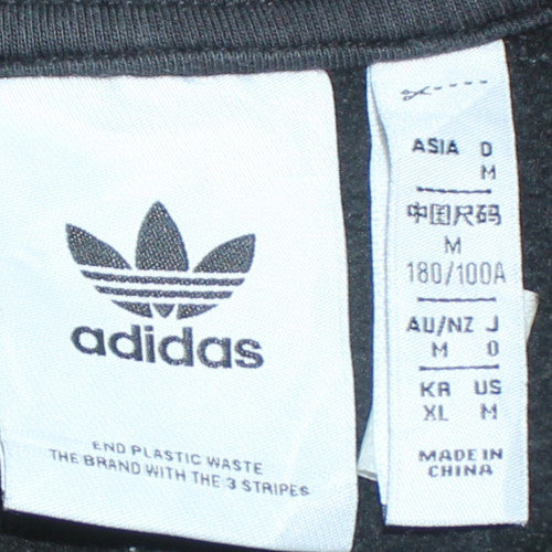 adidas Men's Black Crew Neck Sweatshirt M Regular Fit Cotton Blend