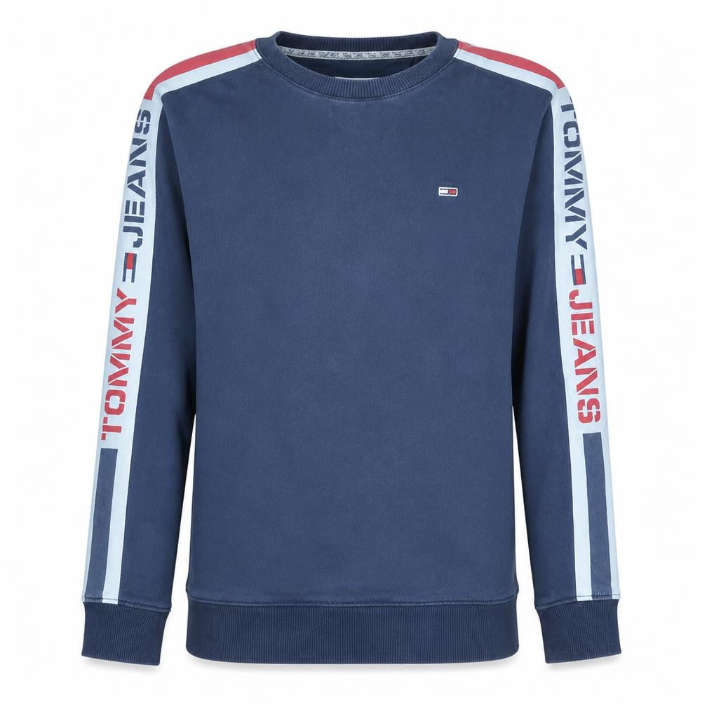 Tommy Jeans Men's Blue Logo Crew Neck Pullover Sweatshirt L