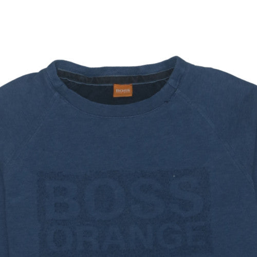 Hugo Boss Mens Blue Logo Crew Neck Pullover Sweatshirt M