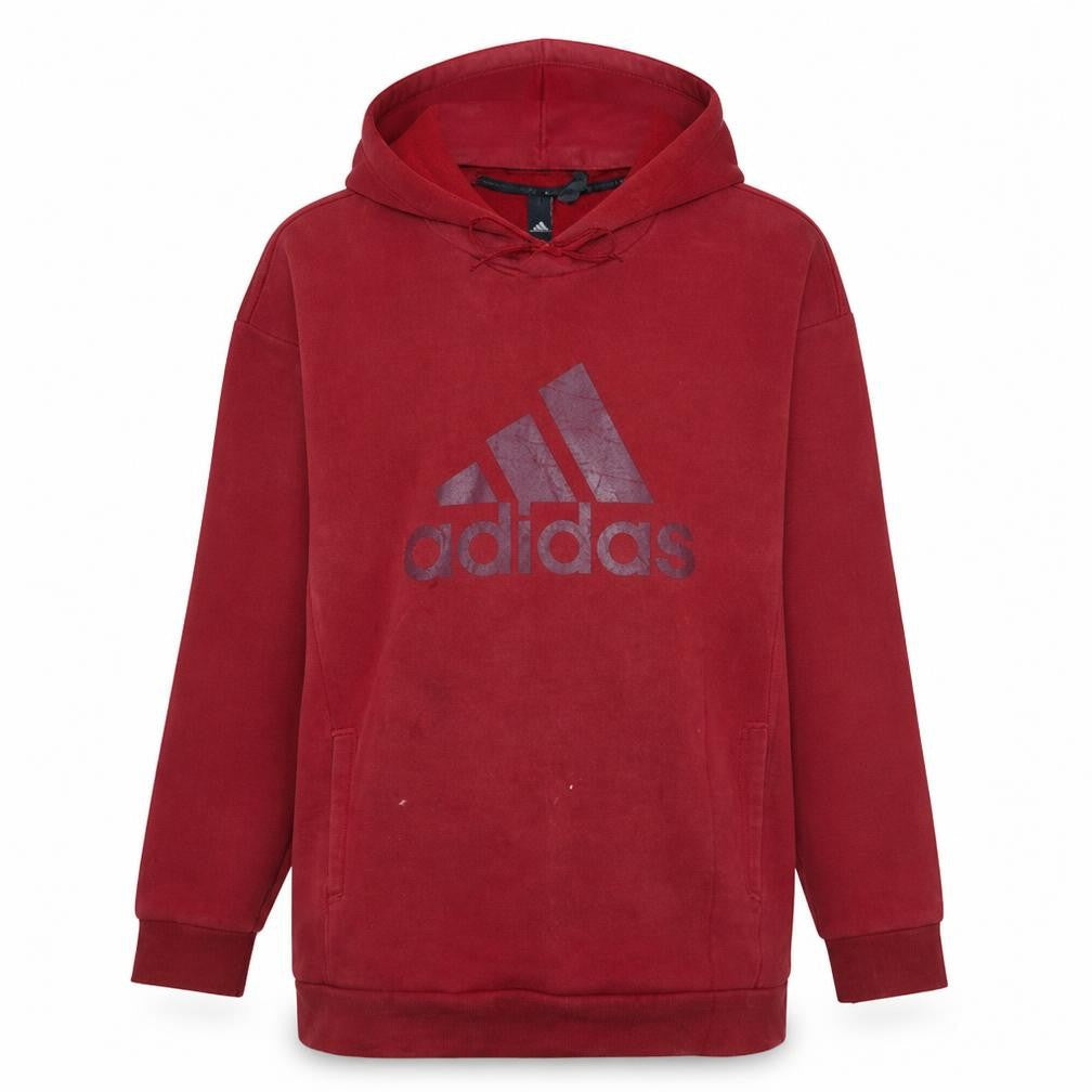 Adidas Men's Red Pullover Hoodie S Regular Fit Fleece Logo Sportswear