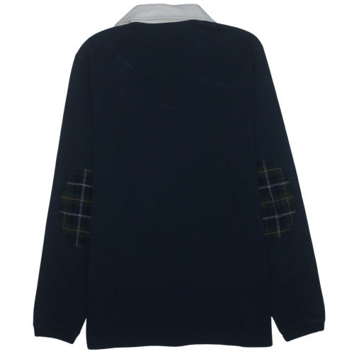 Barbour Mens Blue Long Sleeve Polo Shirt L Cotton Blend