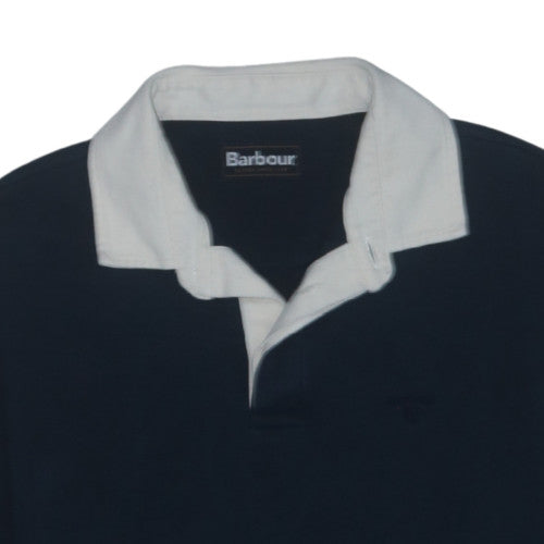 Barbour Mens Blue Long Sleeve Polo Shirt L Cotton Blend