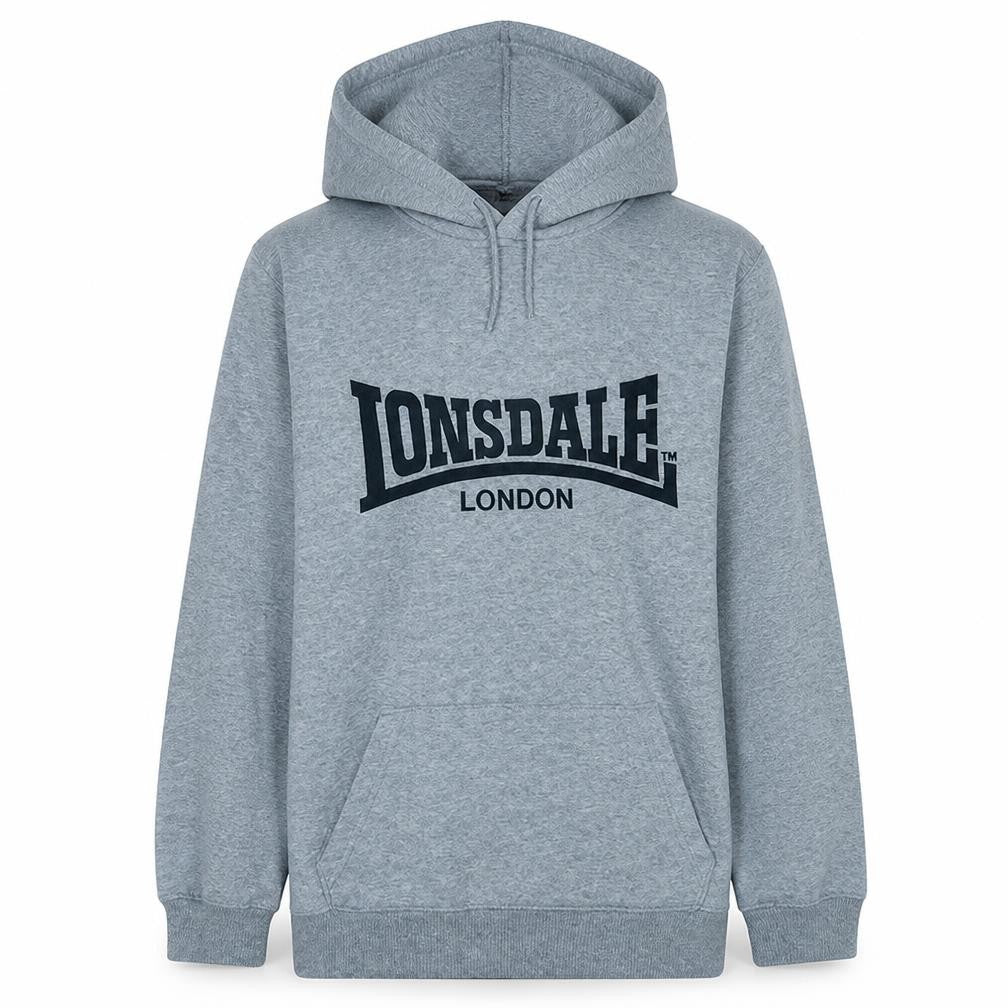 Lonsdale Men's Grey Pullover Hoodie M Logo Sportswear