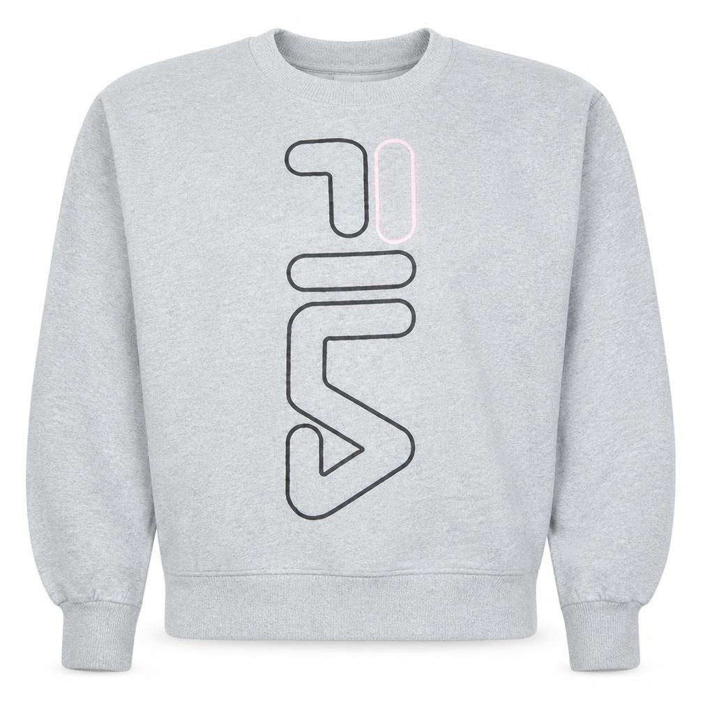 Fila Women Grey Logo Crew Neck Pullover Sweatshirt Size S