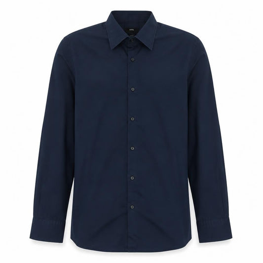 Hugo Boss Men's Blue Slim Fit Long Sleeve Button-Up Shirt 16.5 42in