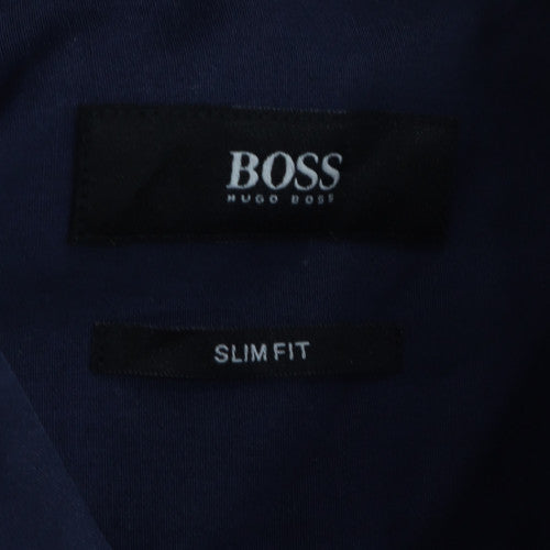 Hugo Boss Men's Blue Slim Fit Long Sleeve Button-Up Shirt 16.5 42in