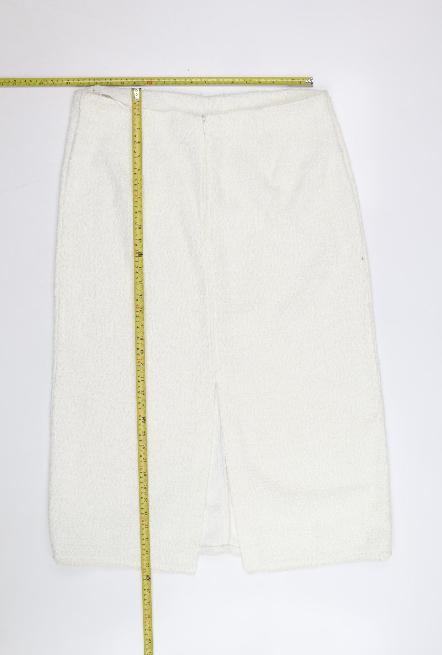 Marks and Spencer Women Ivory Tweed Pencil Skirt Size 14