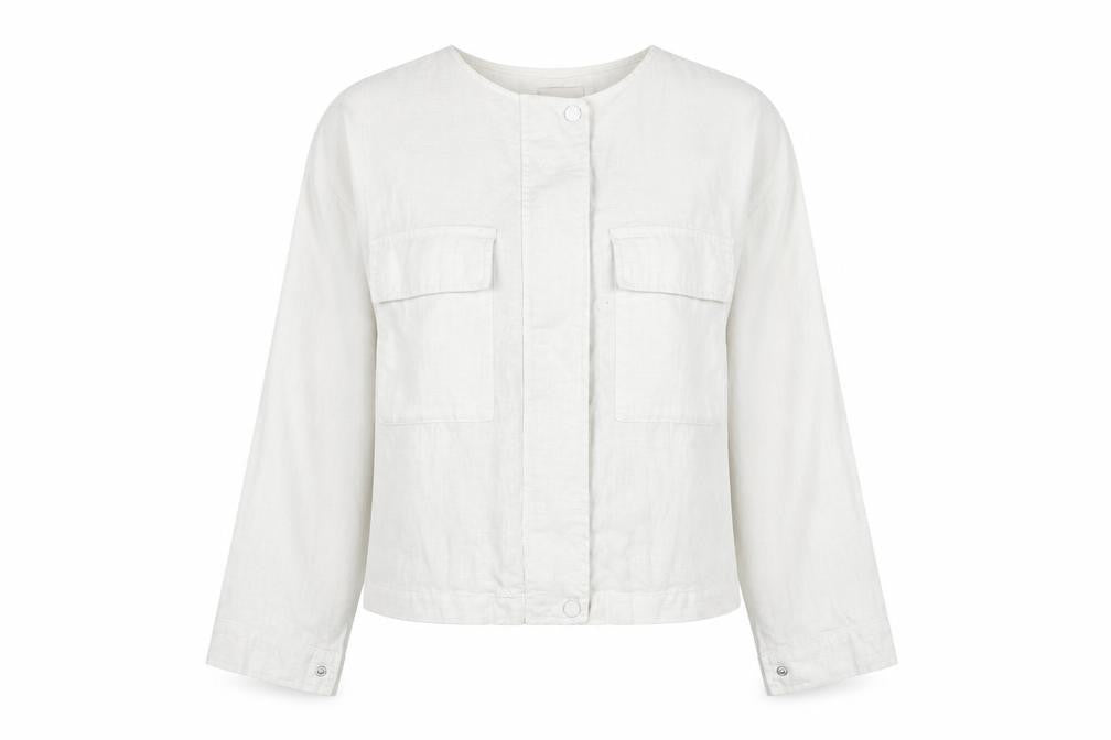 Tu Women White Linen Cotton Long Sleeve Basic Blouse Size 8