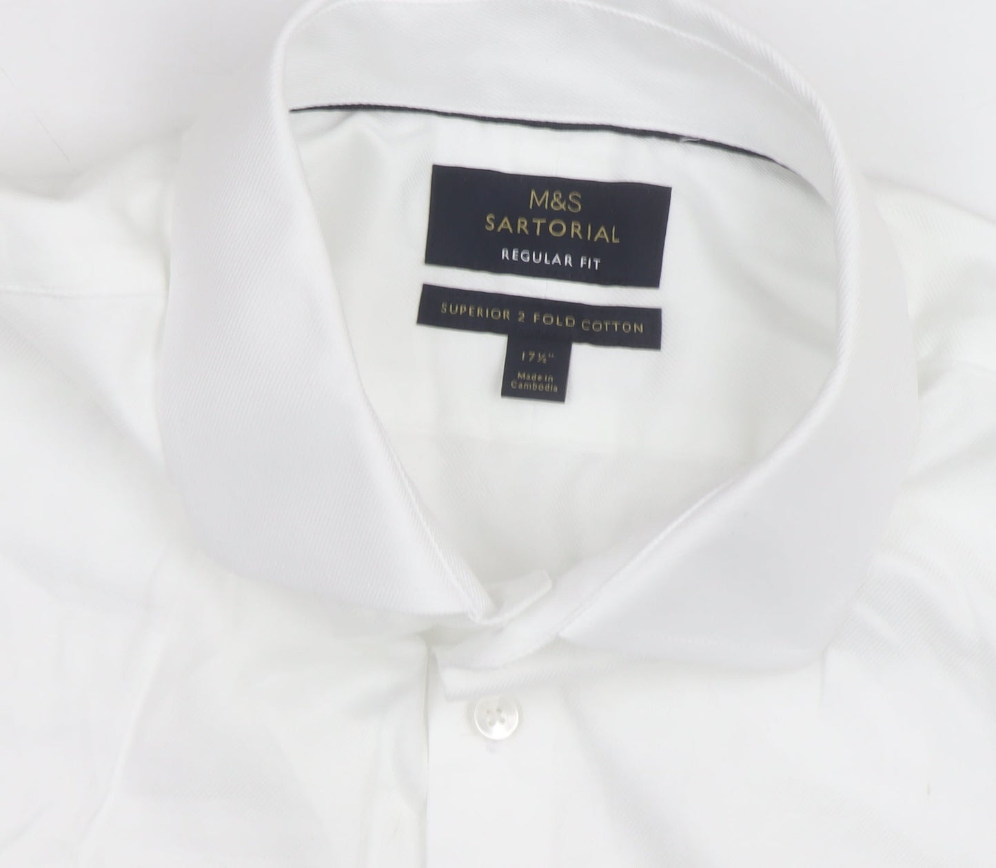 Marks and Spencer Mens White Regular Fit Dress Shirt 17.5in