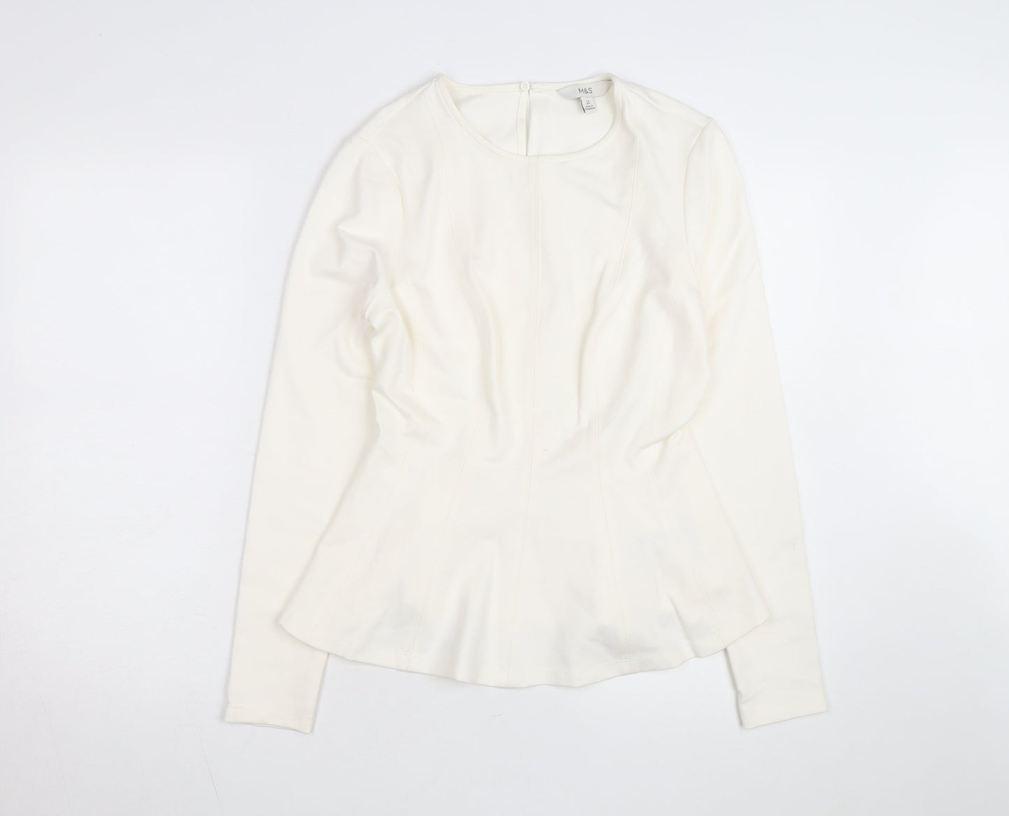Marks and Spencer Women Ivory Long Sleeve Jersey Top Size 10